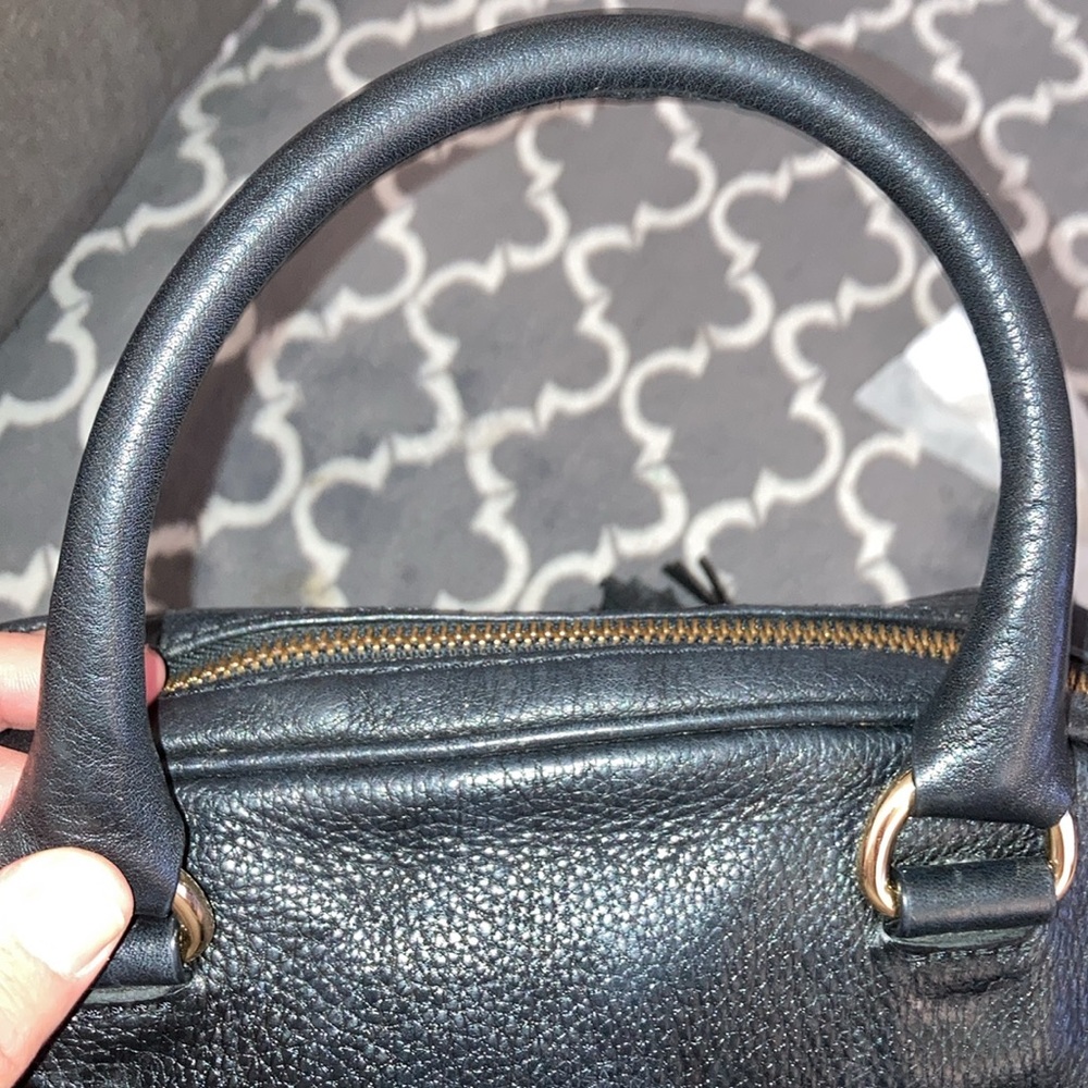 Michael Kors Black Leather Satchel with Gold Accents - Picture 10 of 11